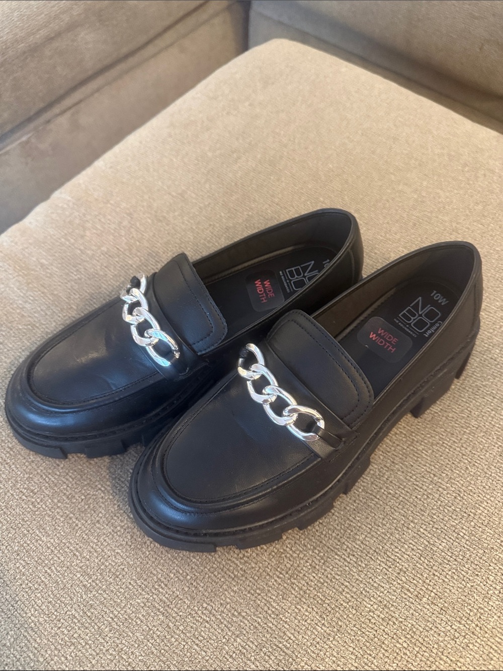 No Boundaries Black Chunky Chain Loafers